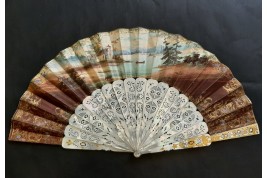 Souvenir of the hot air balloon, fan circa 1860