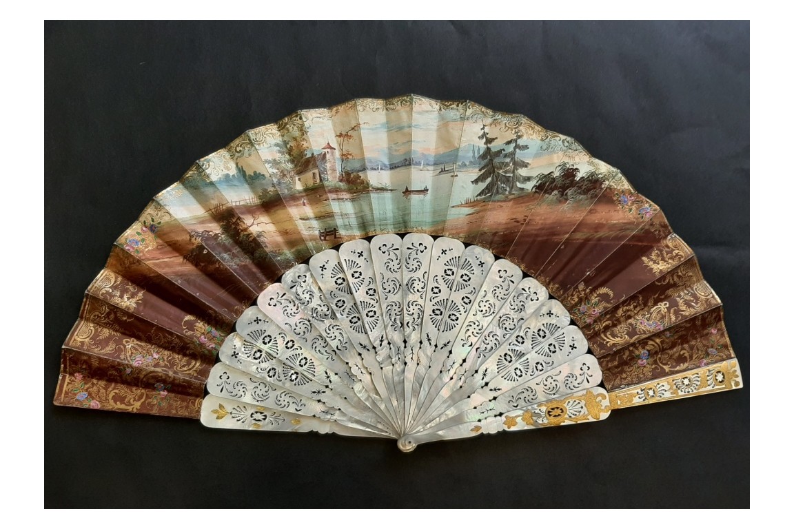 Souvenir of the hot air balloon, fan circa 1860