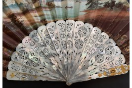 Souvenir of the hot air balloon, fan circa 1860