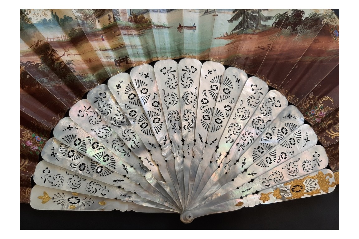 Souvenir of the hot air balloon, fan circa 1860