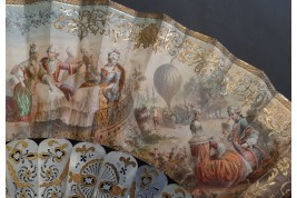 Souvenir de l'envol du ballon, éventail vers 1860