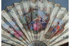 Précieuse galanterie, éventail d'époque Charles X