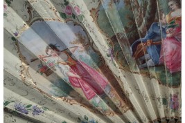 Précieuse galanterie, éventail d'époque Charles X