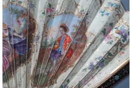 Précieuse galanterie, éventail d'époque Charles X