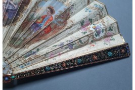Précieuse galanterie, éventail d'époque Charles X