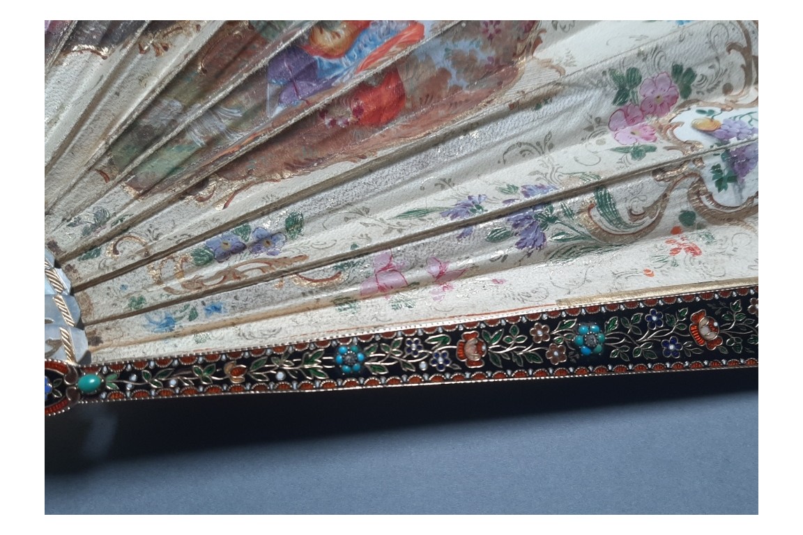 Precious gallantry, French fan, period Charles X
