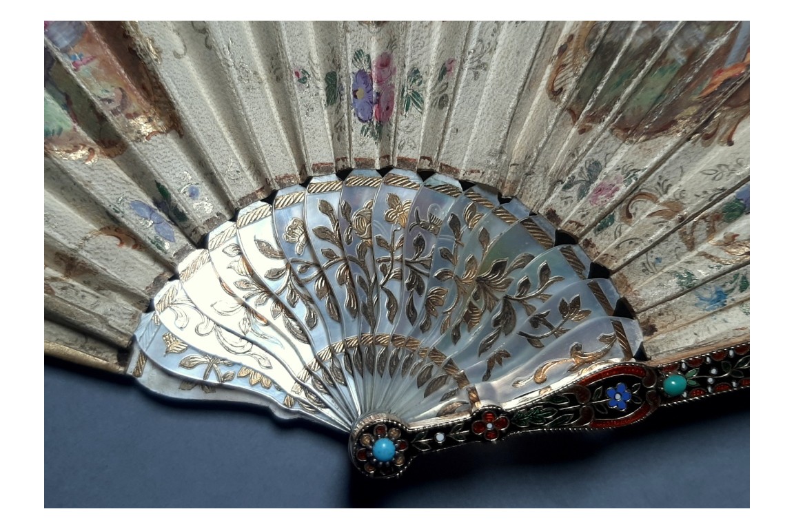 Precious gallantry, French fan, period Charles X