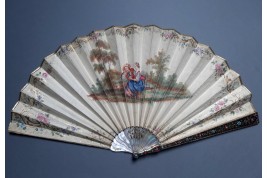 Précieuse galanterie, éventail d'époque Charles X