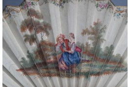 Précieuse galanterie, éventail d'époque Charles X