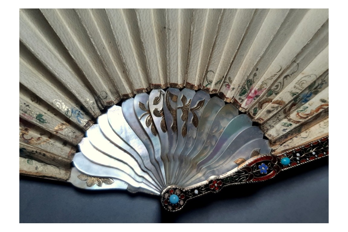 Precious gallantry, French fan, period Charles X