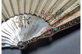 Précieuse galanterie, éventail d'époque Charles X