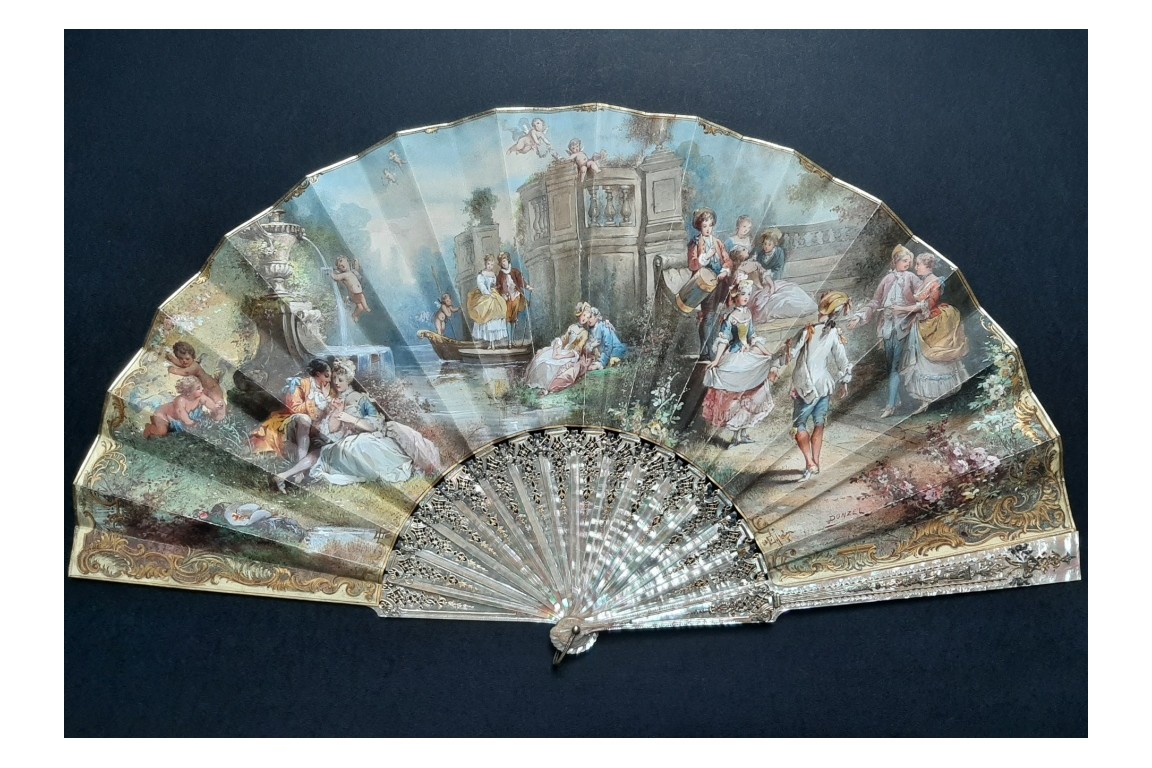 To the rhythm of love, fan by Donzel around 1865-70