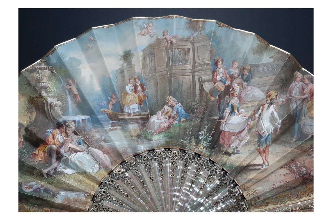 To the rhythm of love, fan by Donzel around 1865-70