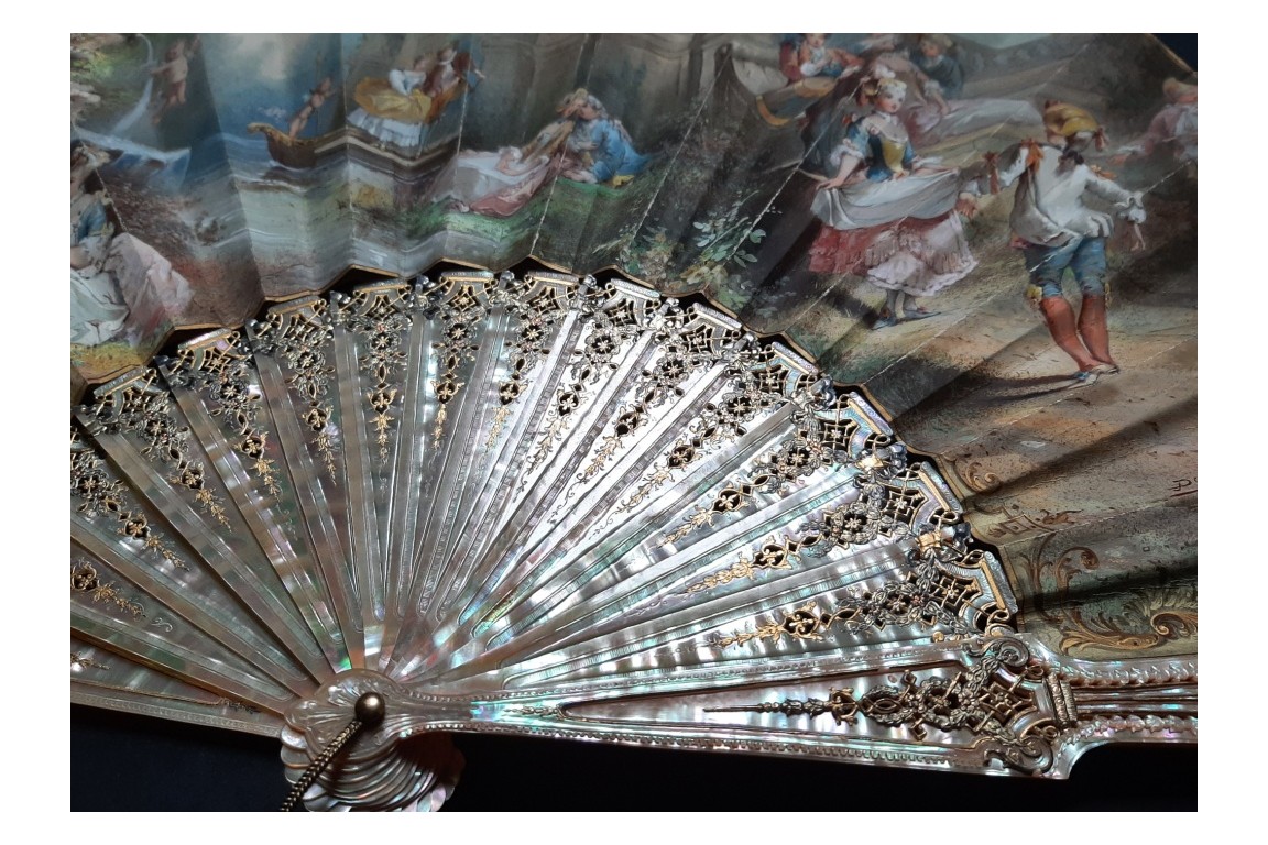 To the rhythm of love, fan by Donzel around 1865-70