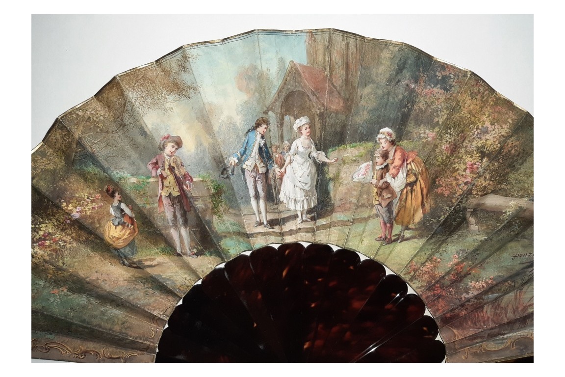 Just married, fan by Donzel, circa 1880