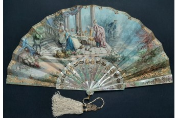 Love for tea time, fan by Galichet and Geslin, late 19th