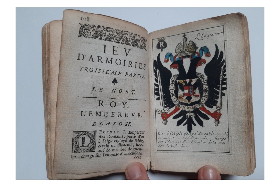 Jeu d'armoiries des souverains de Claude Oronce Finé, livre de cartes, 1665