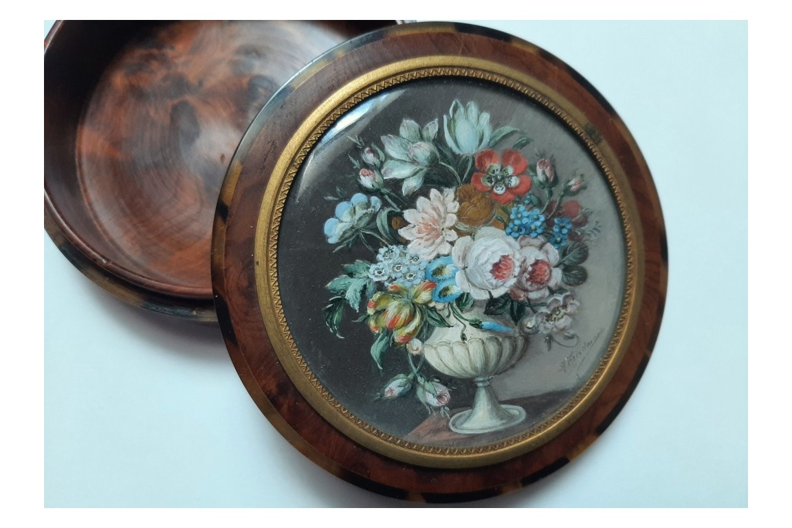 Fleurs, tabatière XIXème