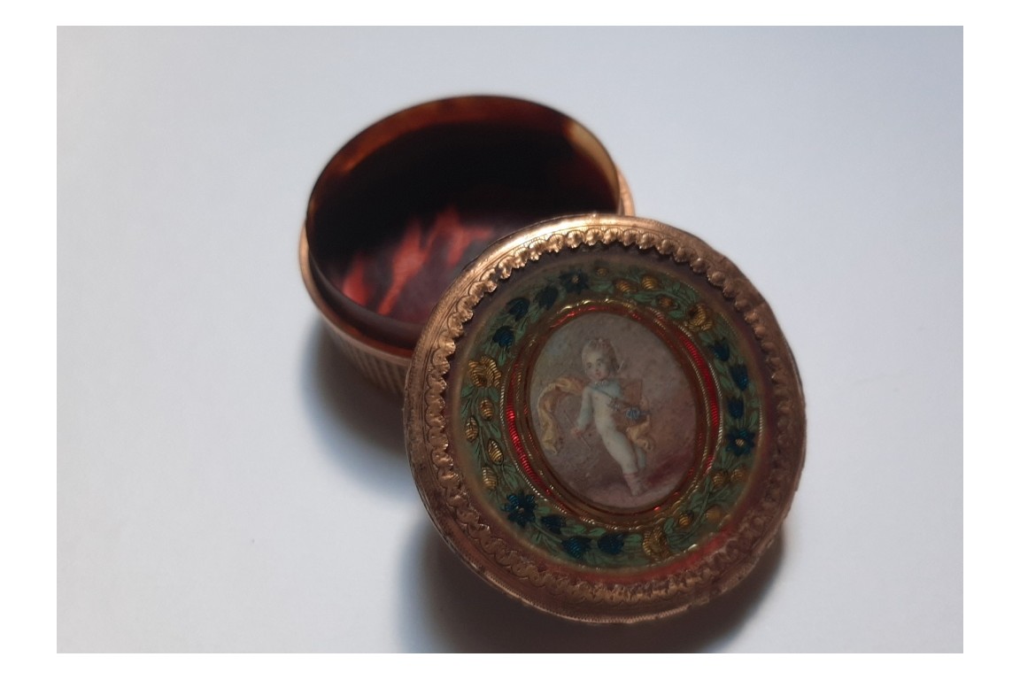 The girl and the white mouse, 19th century snuffbox