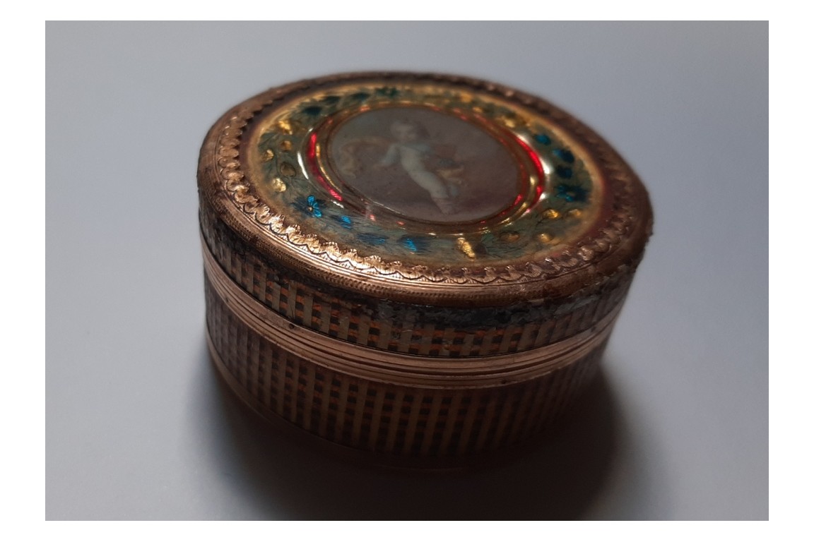 The girl and the white mouse, 19th century snuffbox