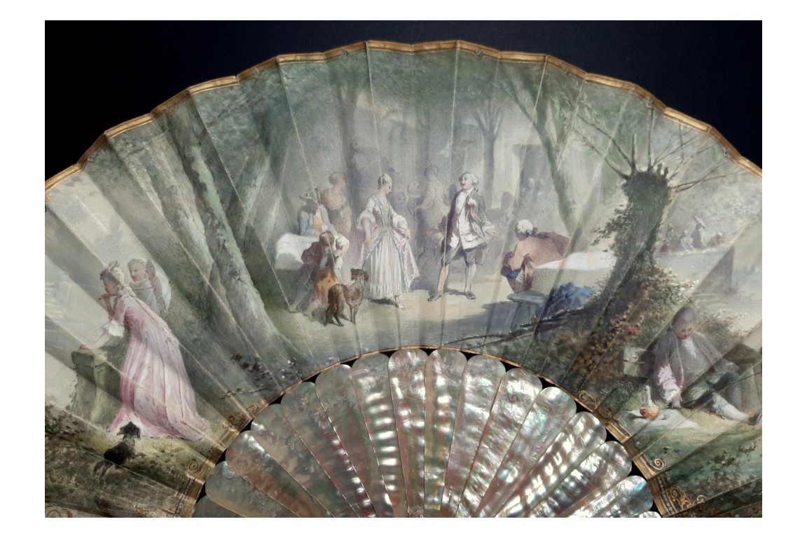 Afternoon party, fan by Fournier circa 1860-70