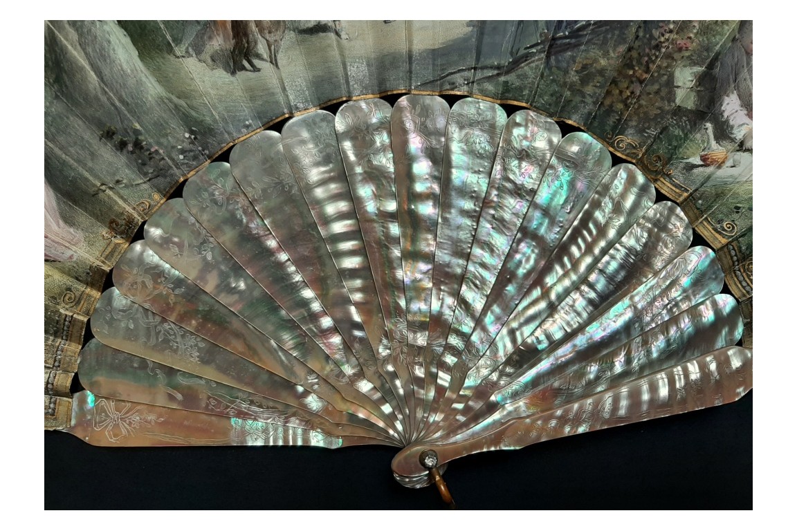 Afternoon party, fan by Fournier circa 1860-70