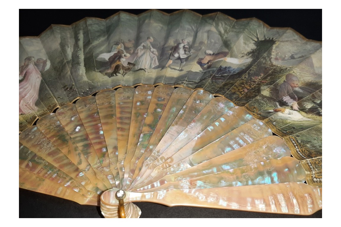 Afternoon party, fan by Fournier circa 1860-70