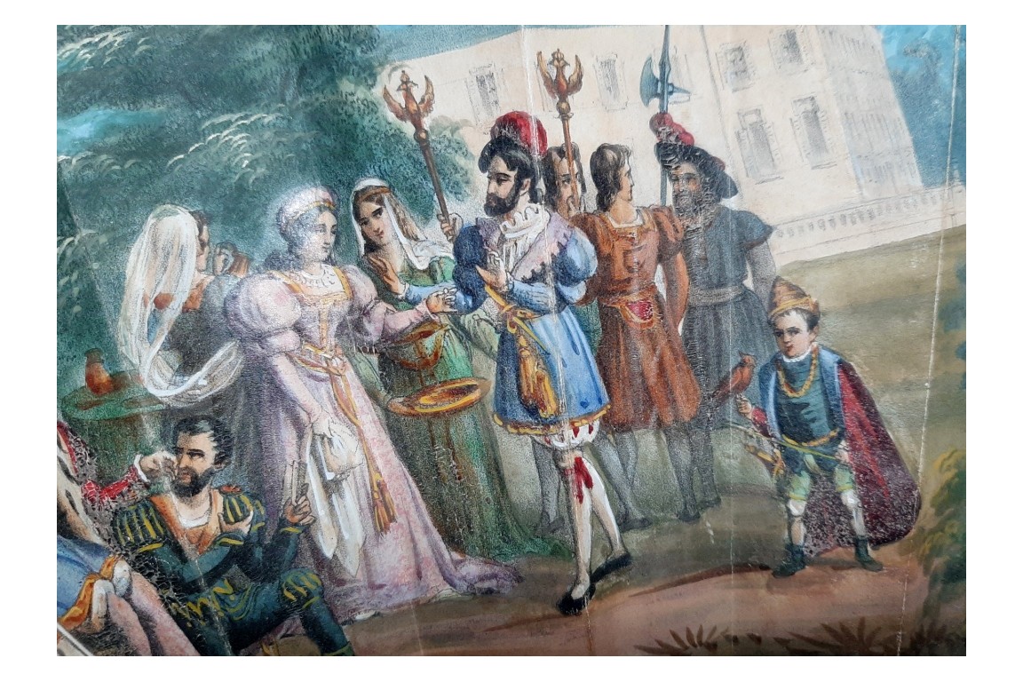 Anne de Pisseleu, Charles V and Francois I, éventail vers 1860