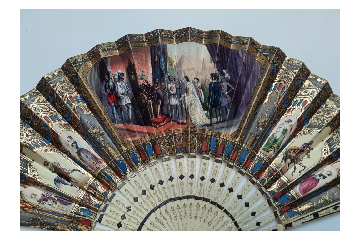 Berengaria of Navarre accompanying Richard I to crusade, fan circa 1840-50