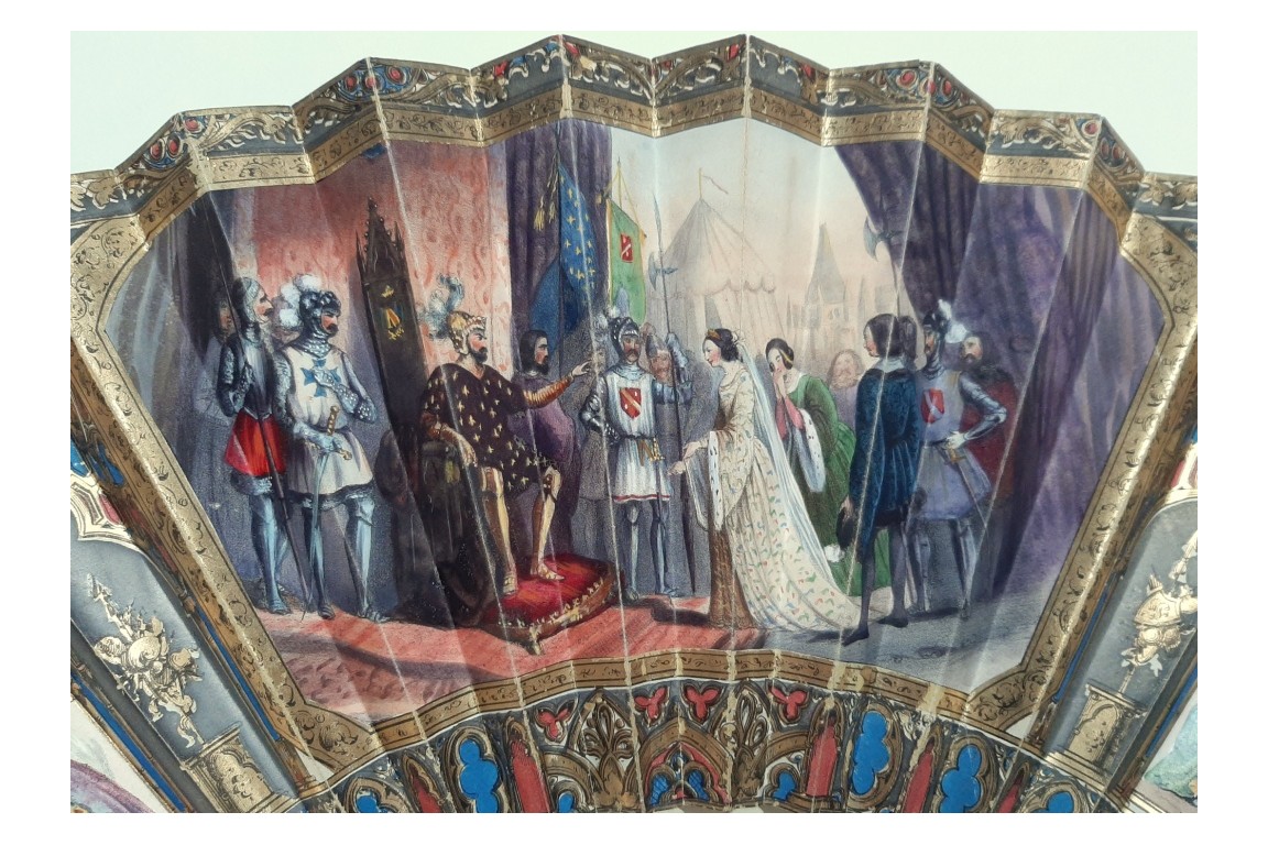 Berengère de Navarre accompagnant Richard Coeur de Lion en croisade, éventail vers 1840-50