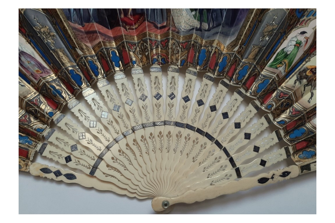 Berengaria of Navarre accompanying Richard I to crusade, fan circa 1840-50