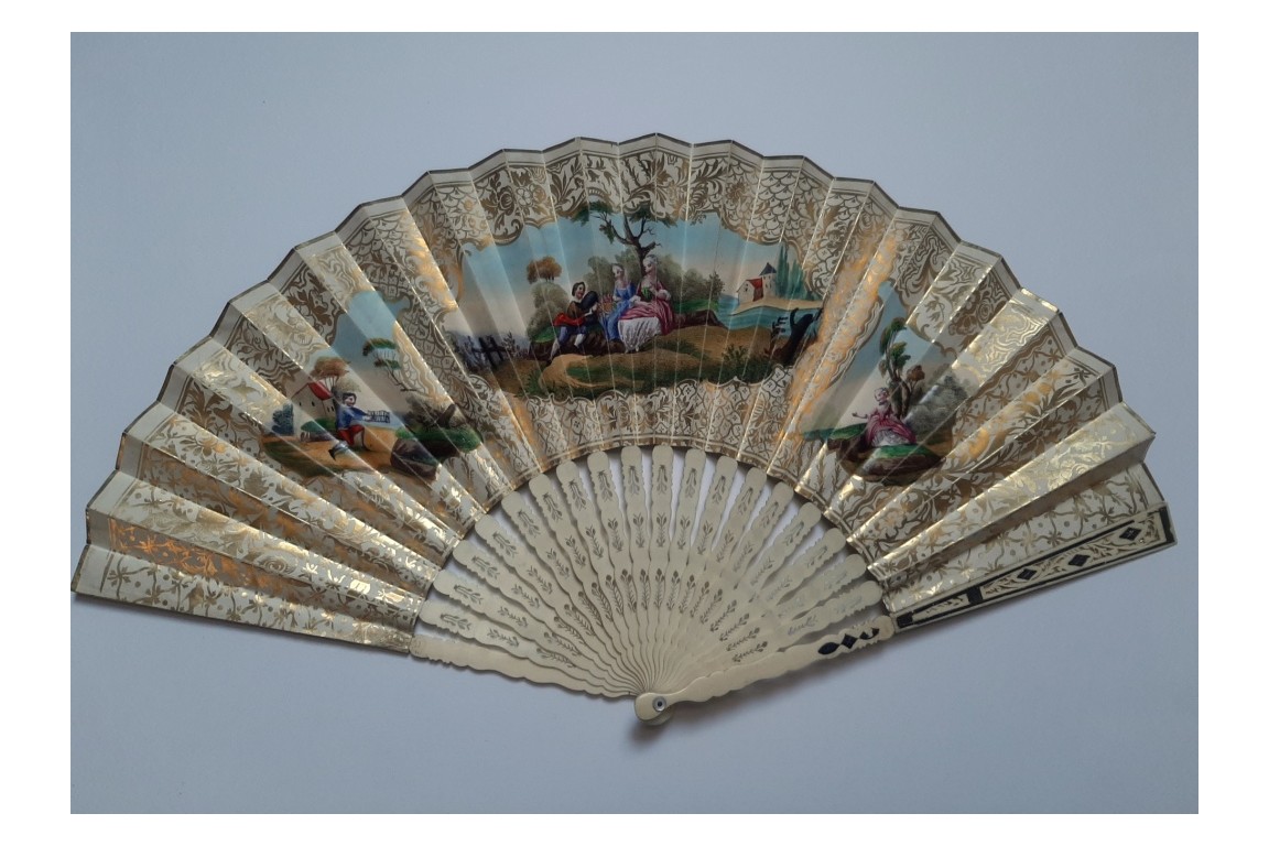 Berengaria of Navarre accompanying Richard I to crusade, fan circa 1840-50