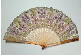 Clematis by Felix Aubert, Courseulles lace fan circa 1902