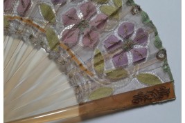 Clematis by Felix Aubert, Courseulles lace fan circa 1902