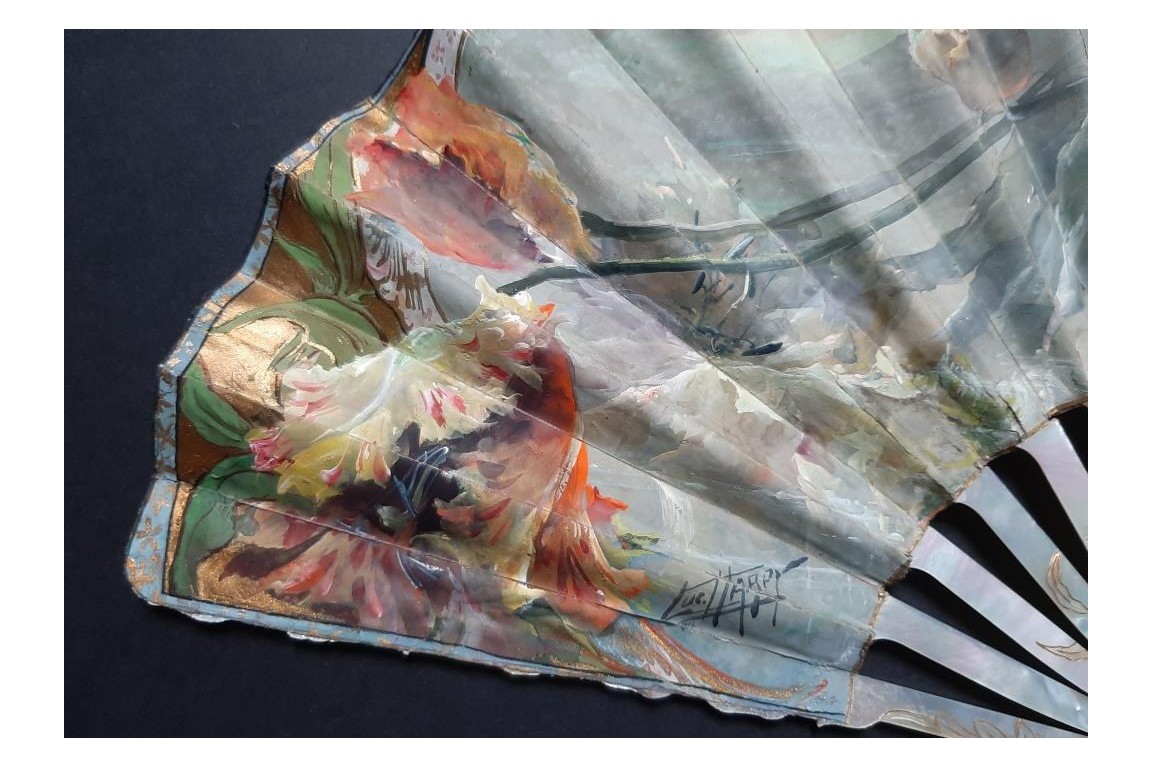 Parrow tulips, fan by Lucien Darpy circa 1901-1902