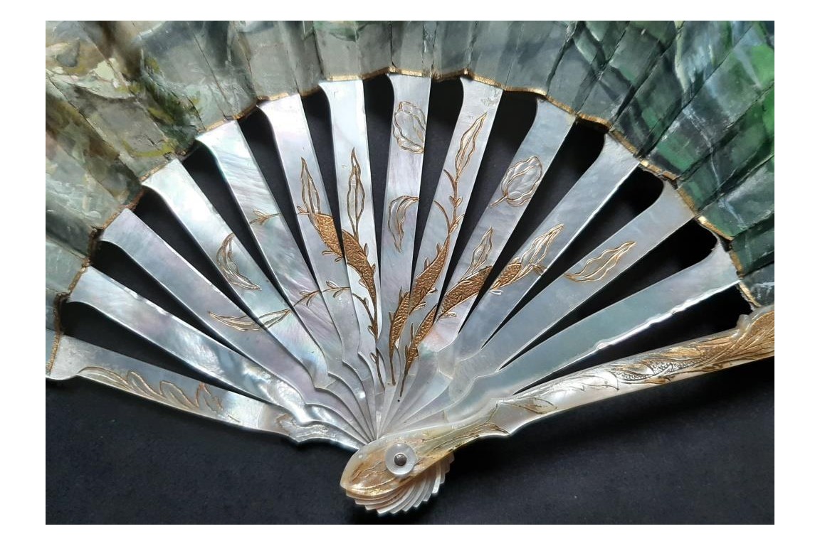 Parrow tulips, fan by Lucien Darpy circa 1901-1902