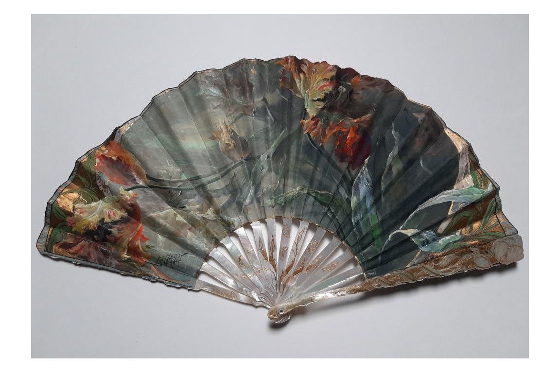 Parrow tulips, fan by Lucien Darpy circa 1901-1902