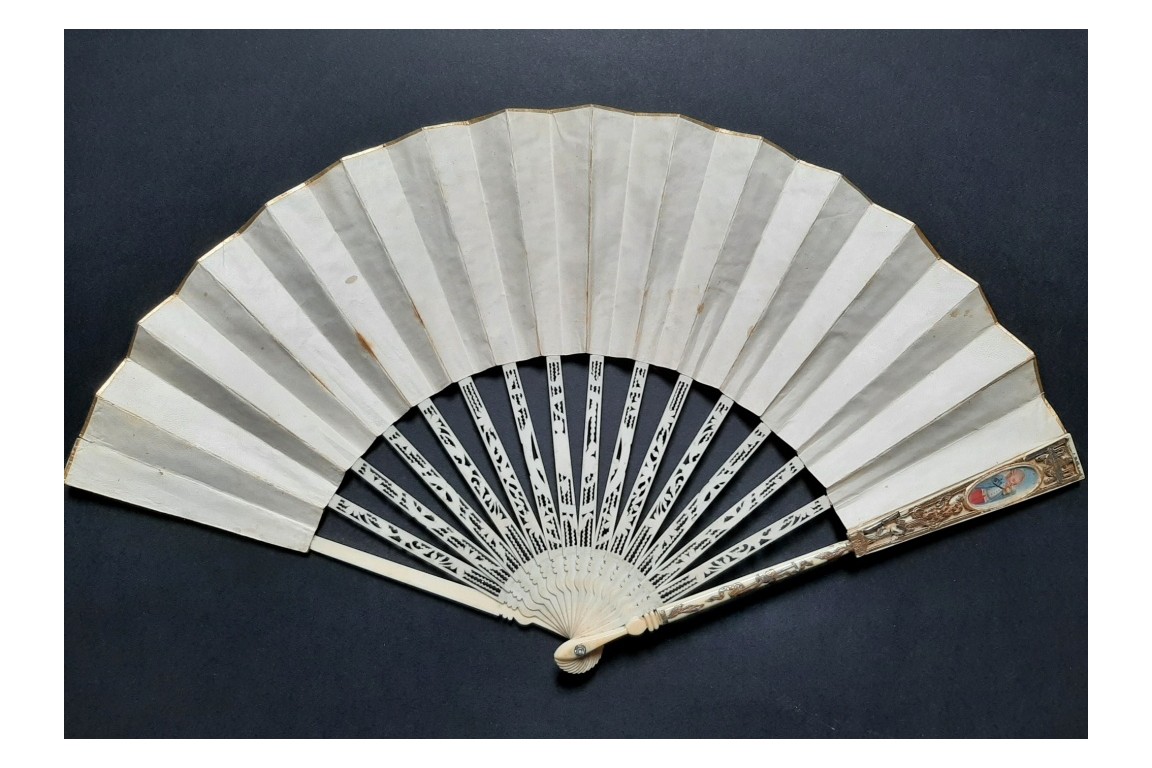 Fan and hunting horn, fan with automaton, circa 1770-80