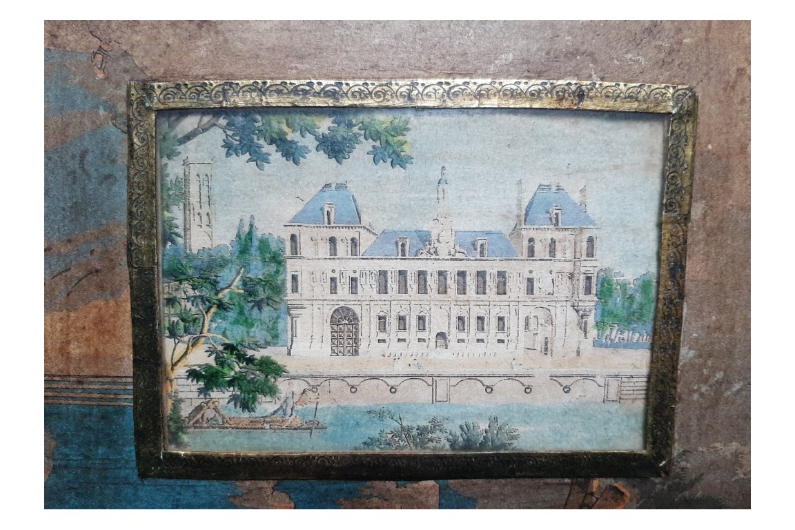 Stroll in Paris, panorama fixed fan circa 1830-40