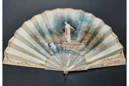 Beauty with swans, fan by Houghton, circa 1880-90