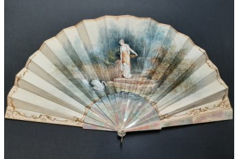 Beauty with swans, fan by Houghton, circa 1880-90