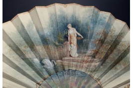 Beauty with swans, fan by Houghton, circa 1880-90