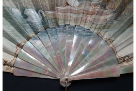 Beauty with swans, fan by Houghton, circa 1880-90