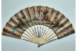 Hidden wedding, three images fan, circa 1780