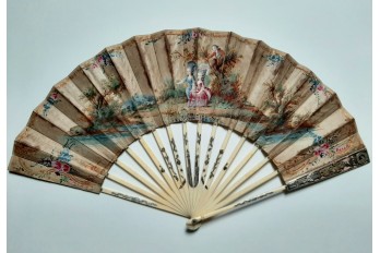 Hidden wedding, three images fan, circa 1780