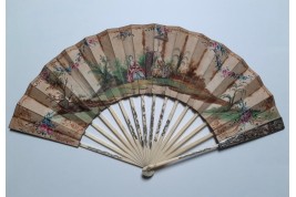 Hidden wedding, three images fan, circa 1780
