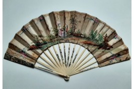 Hidden wedding, three images fan, circa 1780