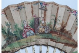 Hidden wedding, three images fan, circa 1780