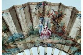 Hidden wedding, three images fan, circa 1780
