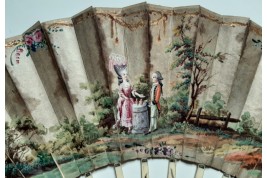 Hidden wedding, three images fan, circa 1780